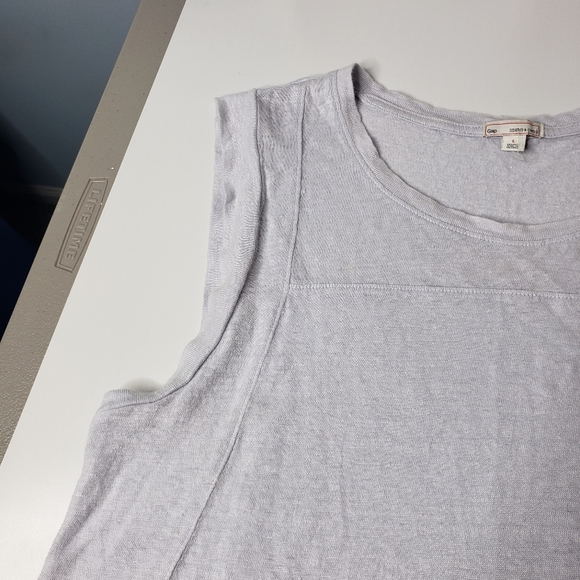 Gap Design & Crafted Linen Seam Detail Coastal Grandma Beachy Matter Flowy Top - Picture 11 of 13